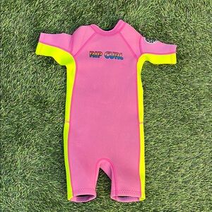Rip Curl Pink and Yellow Kids Wet Suit